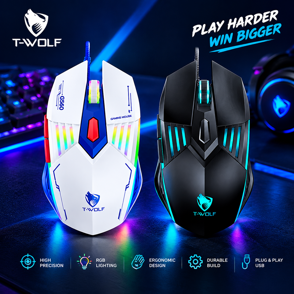 T-Wolf G560 RGB Wired Gaming Mouse